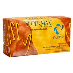 LUVAS LATEX S_PO SUPERMAX TAMANHO M E TAMANHO P (100un)